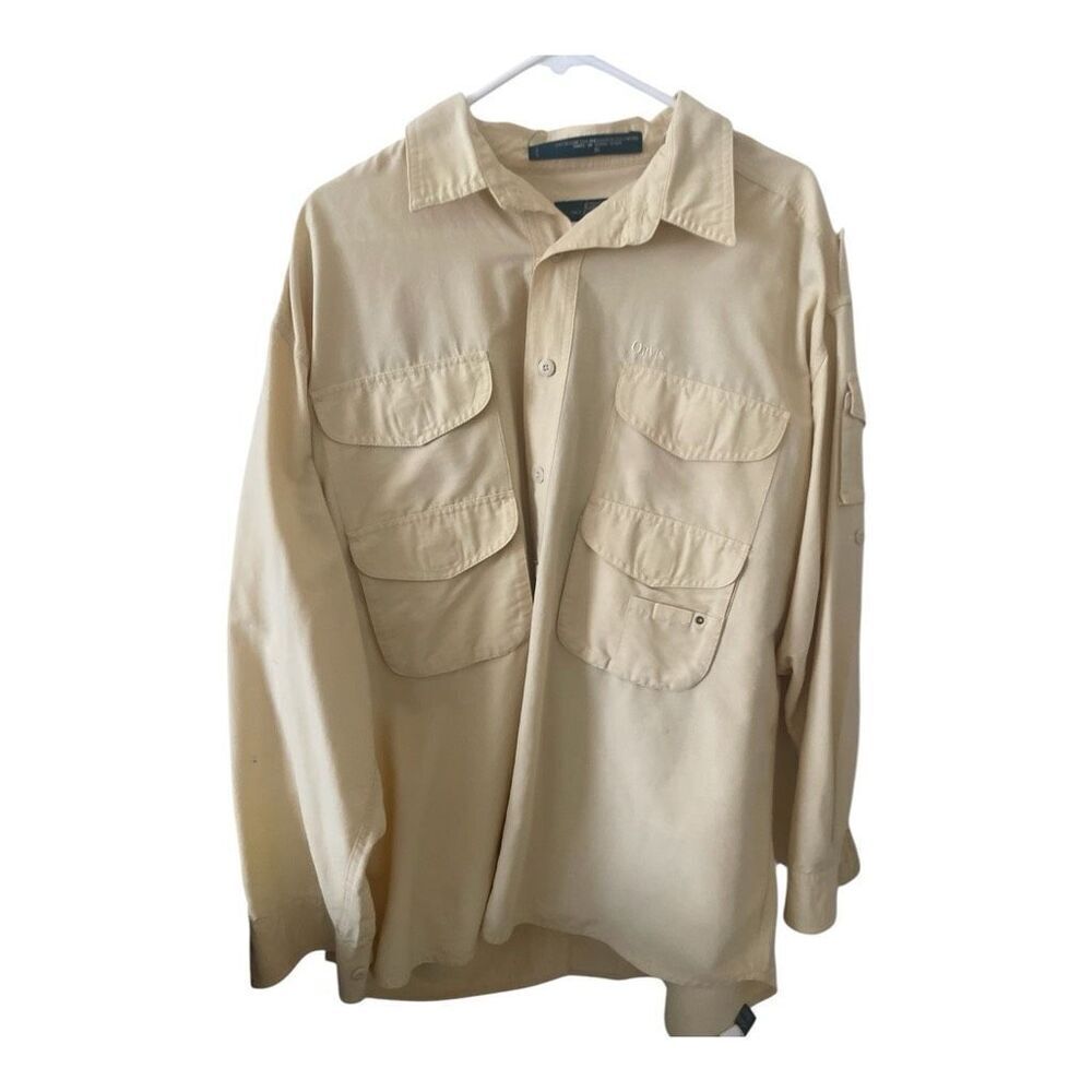 Men’s Vintage Orvis Pale Yellow‎ Fishing Shirt Size Extra Large